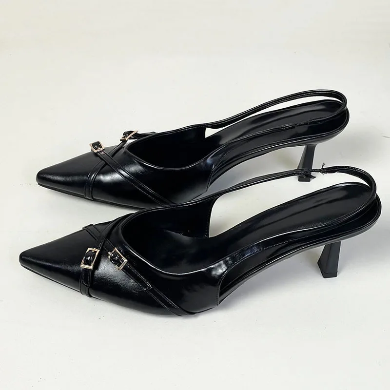 Big Size 43 Footwear Elegant Women Thin Heels Pumps Shoes Female Slides Fashion Pointed Toe Ladies High Heels Sandals Shoes 2