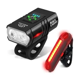 High - Performance USB Rechargeable Bicycle Headlight and Tail Light Set (T6 LED  Tail light)