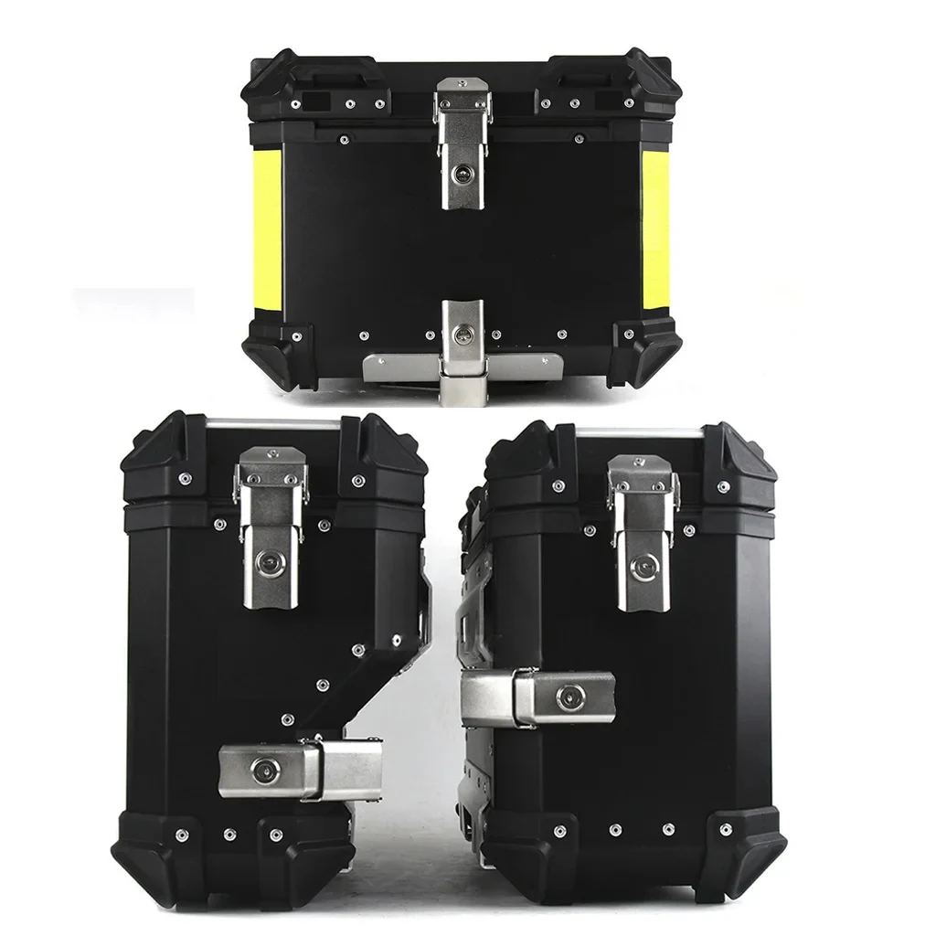 38L + 45L Universale Moto Posteriore Top Box Laterale Portapacchi Top Case Para Motos Storage Trunk Lock Travel Large Toolbox Alluminio