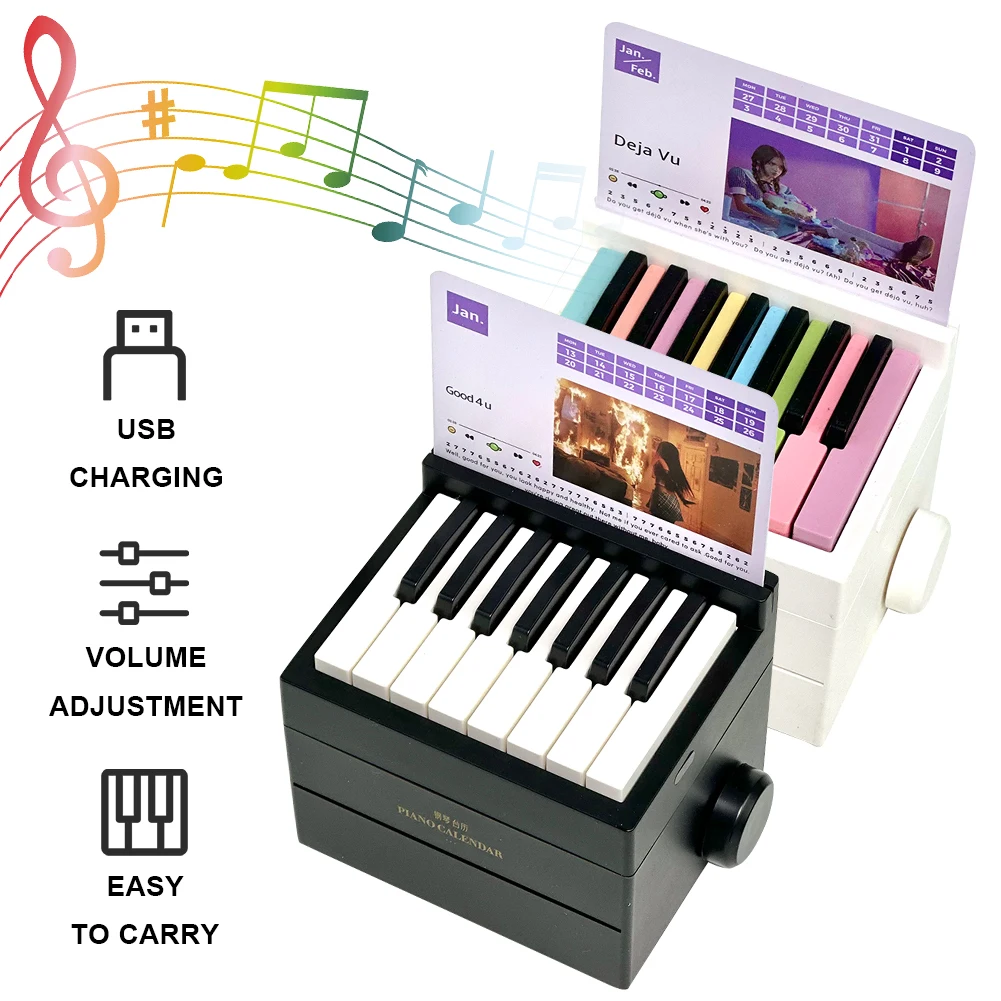 Olivia Piano Calendar 15 Keys Piano Calendar Aesthetic 3D Playable USB Charging Music Sheets Toy Fans Gift