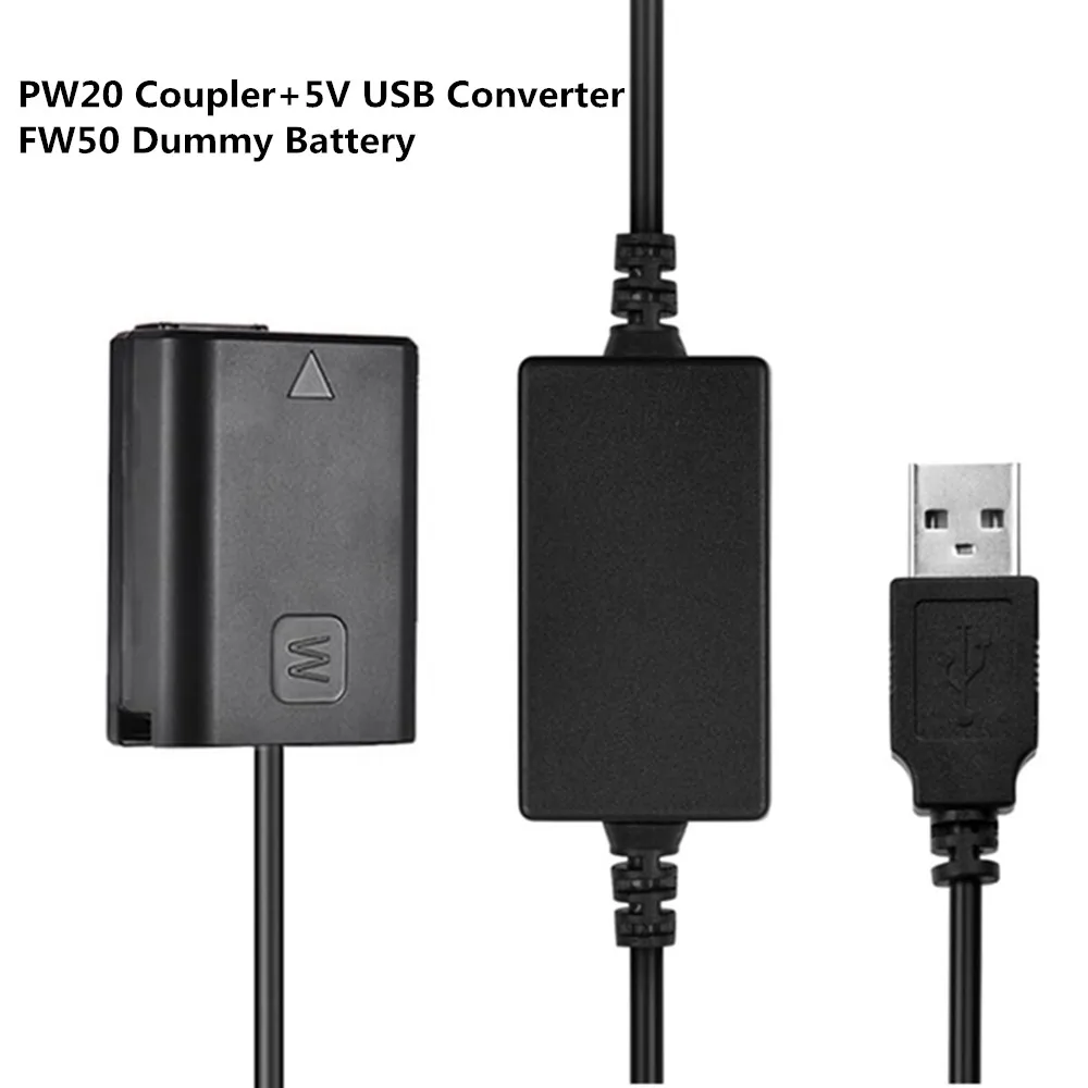 Andoer NP-FW50 Dummy Battery USB-C - Netzadapter Für Sony Kameras