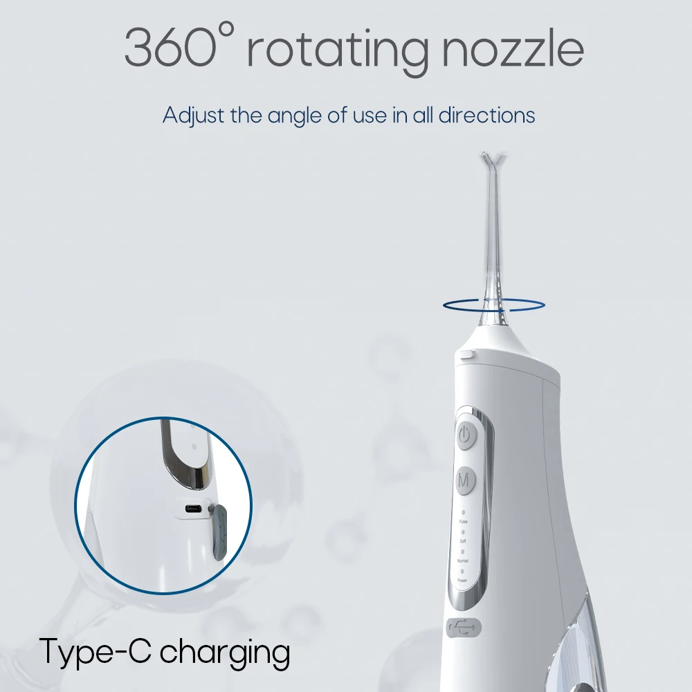 Oral Irrigator USB Rechargeable 310ML Large Tank Water Floss Portable Dental Water Sprayer For Teeth Cleaning
