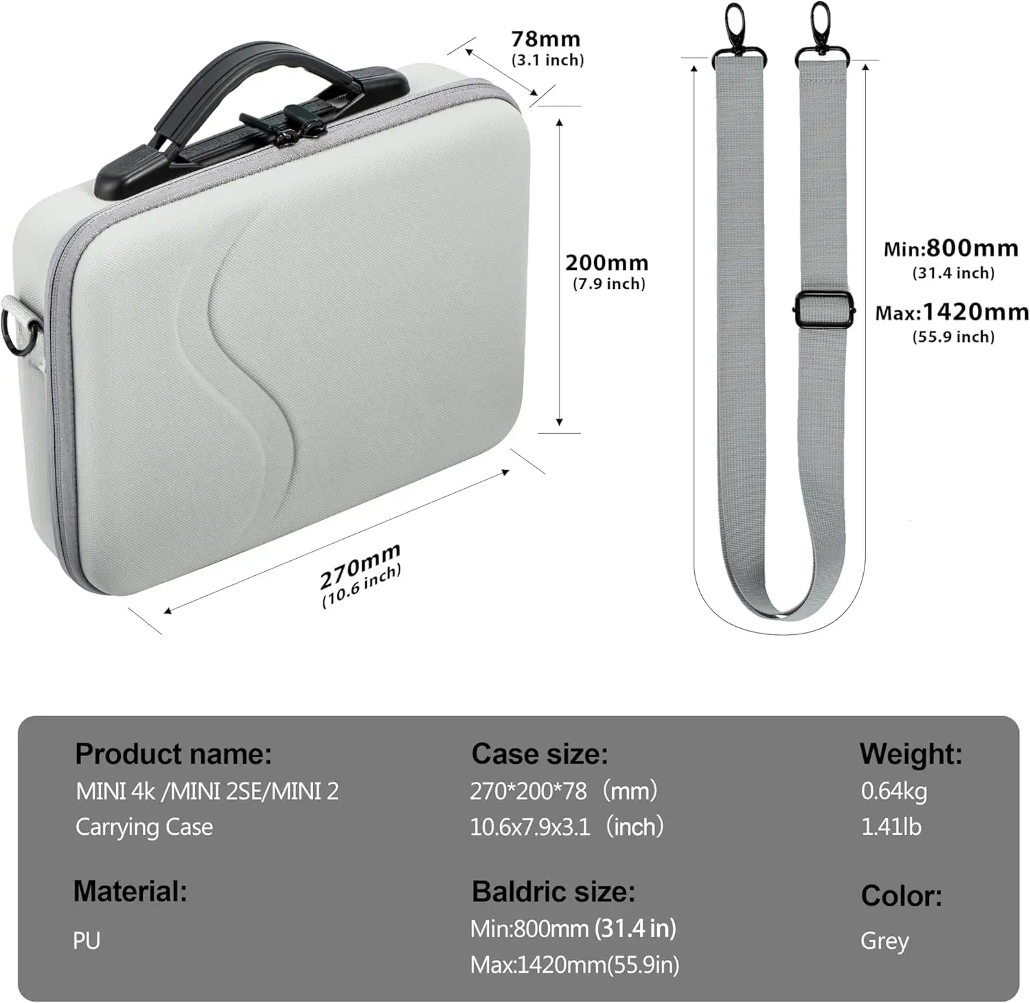 Étui transport portable pour DJI Mini 4K/Mini 2 SE/Mini 2 Fly More Combo