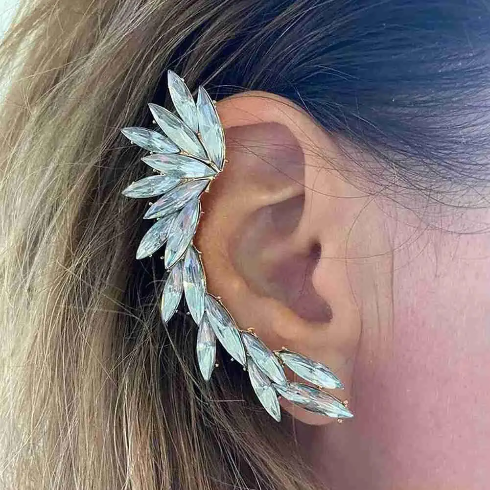 Ear Clip Earrings Clip Earrings Ear Clip Ear Accessories 1Pcs Punk Horse Eye Crystal Earrring Climber Ear Clip Cuffs Earrings For Women Statement Jewelry Earrings For Women
