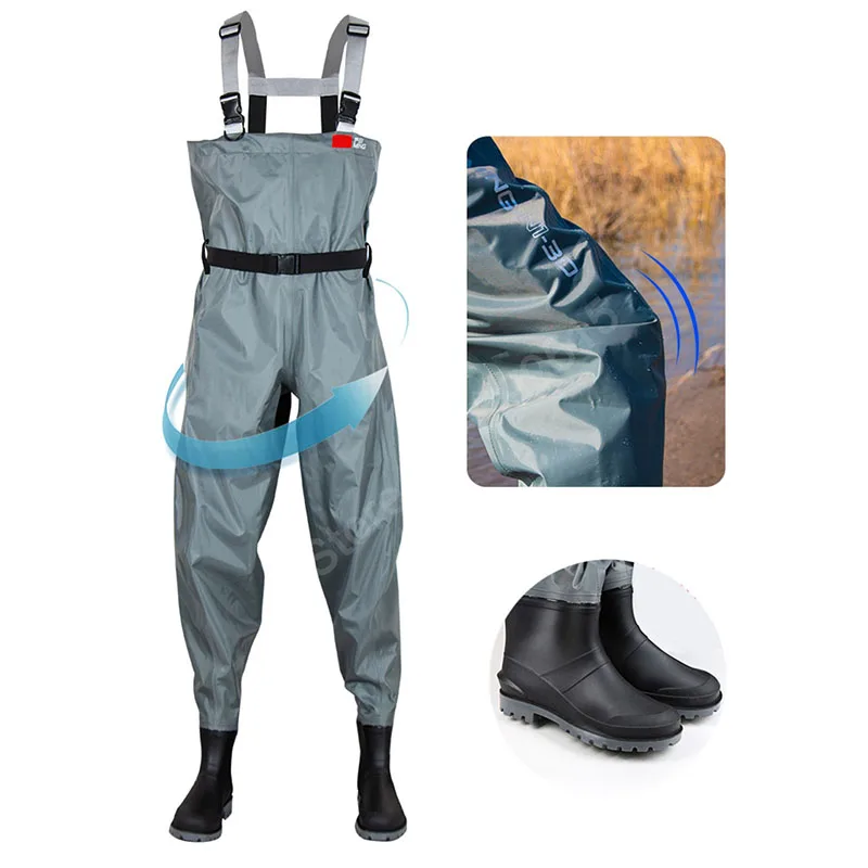 Light Weight Nylon Advancer Fishing Waders Adult Men Waterproof Lure Outdoor Overall Chest Wader Hunting Pants With Boots