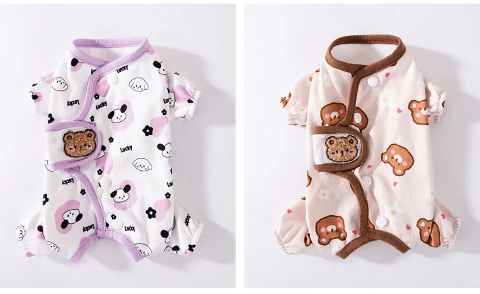 Description Picture 2 of itemHome Dog Clothes Cartoon Bear Wrap Belly Suit Pet Anti-Cold Pajamas Teddy Four Legs Clothes Puppy Cute Jumpsuits