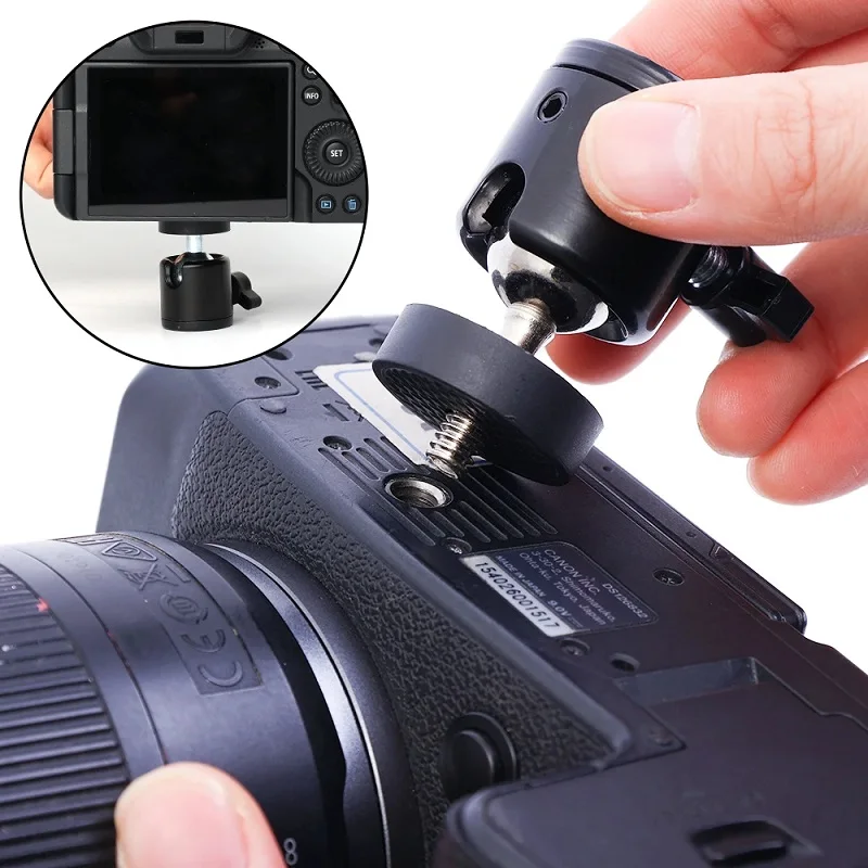 1Pc Ball Head Mount Adapter Ballhead Clamp Ball Adapter 1/4 Hot Shoe Tripod Mount For DSLR Camera Mic Stand Camera Accessories