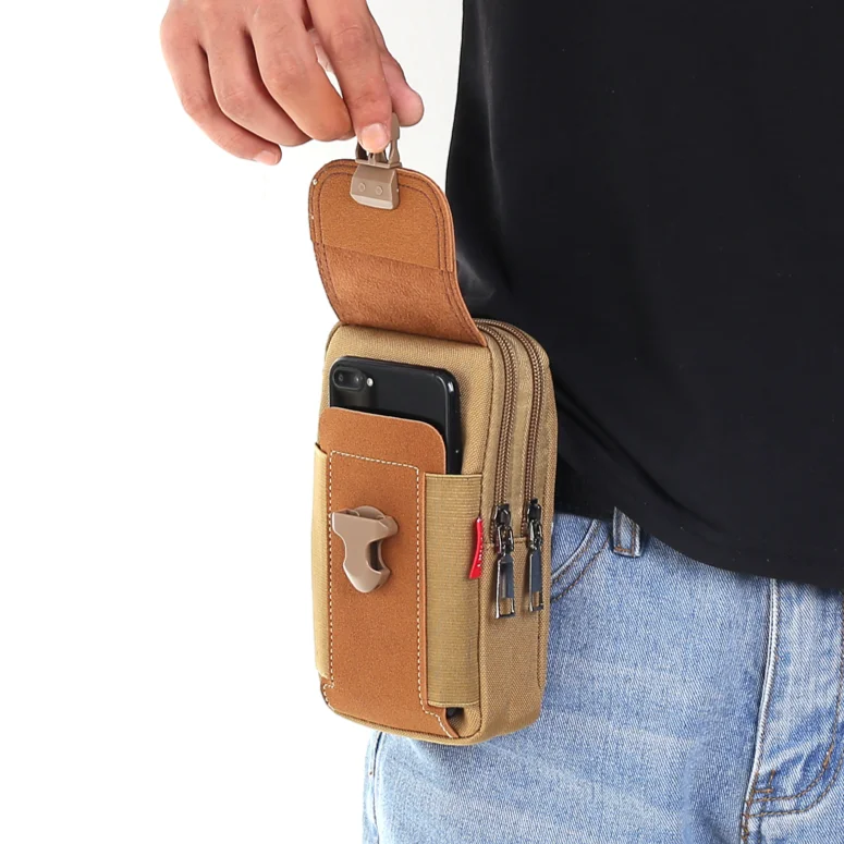 Fondina Porta Cellulare Cintura Uomo, Marsupio Cellulari Pelle Da Cintura Clip, 6.5" Cellulare Borsello Cintura Magnetica Borsetta Portafoglio Campeggio Viaggio Borsa Da Cintura Telefono Hip Bag - Foto 2