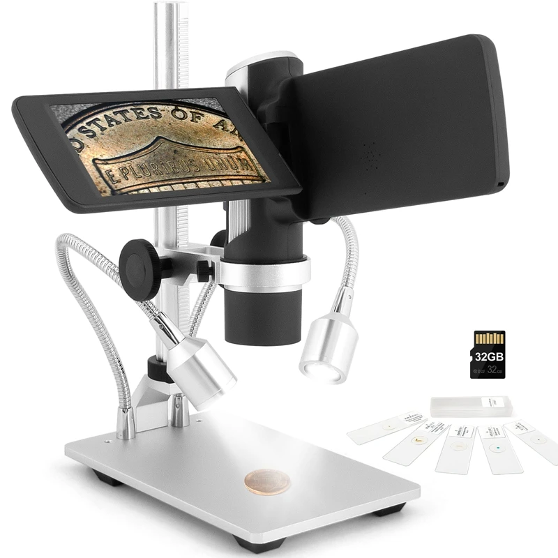 Andonstar AD203 Handheld digitale microscoop, draagbare zakmicroscoop met 4 inch scherm voor kinderen en volwassenen, zwart, elektronische FHD videomicroscoop, ondersteunt Windows Mac pc, USB munten microscoop