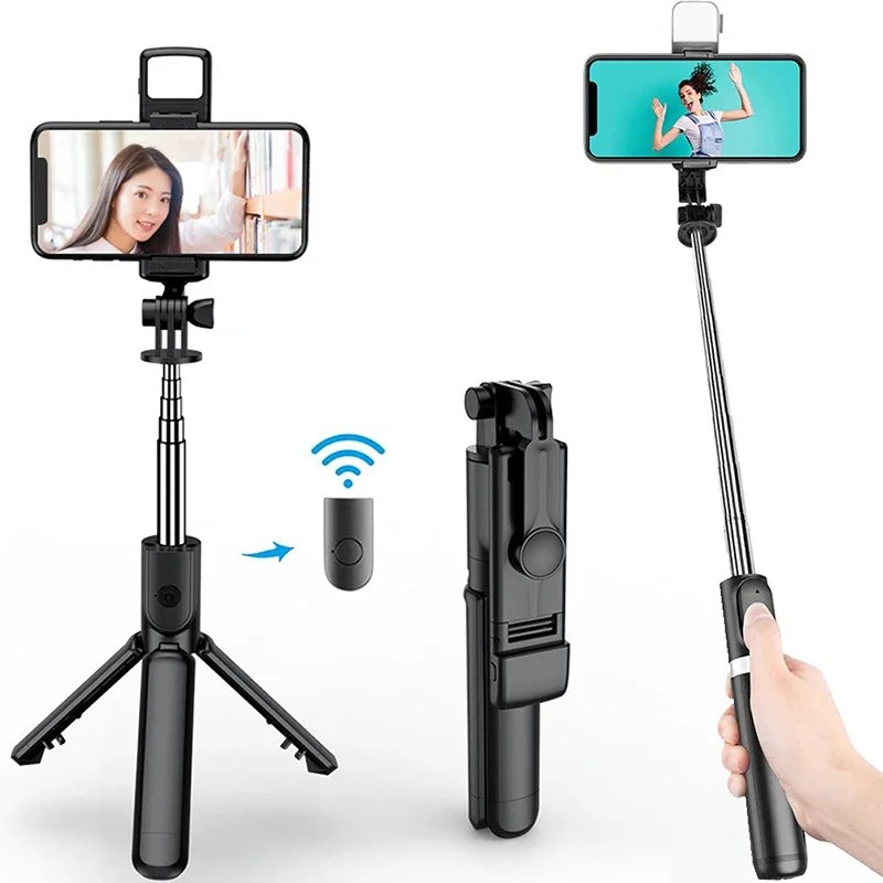 Bluetooth Selfie Stick Retractable Portable Multifunctional Mini Tripod Mobile Phone Holder with Wireless Remote Shutter