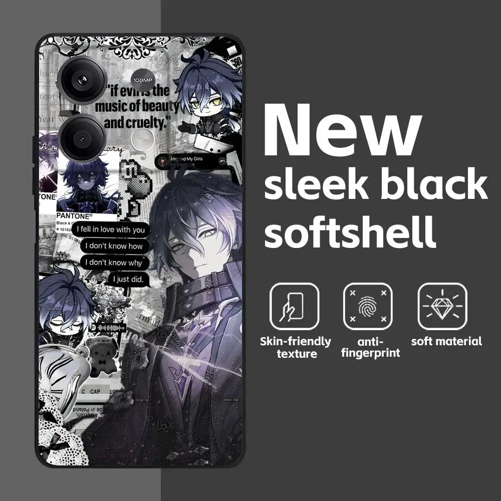 Genshin Impact Flins Soft Black Phone Case