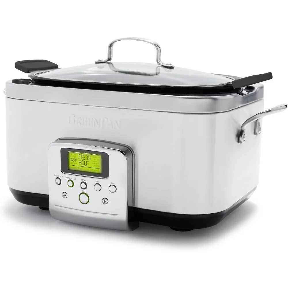 Elite 8-in -1 Programmable 6QT Electric Slow Cooker, Dishwasher Safe Lid & Removable Crock, PFAS-Free Healthy Ceramic Nonstick