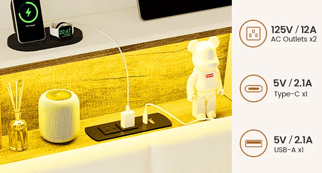 king bed frame with charging station