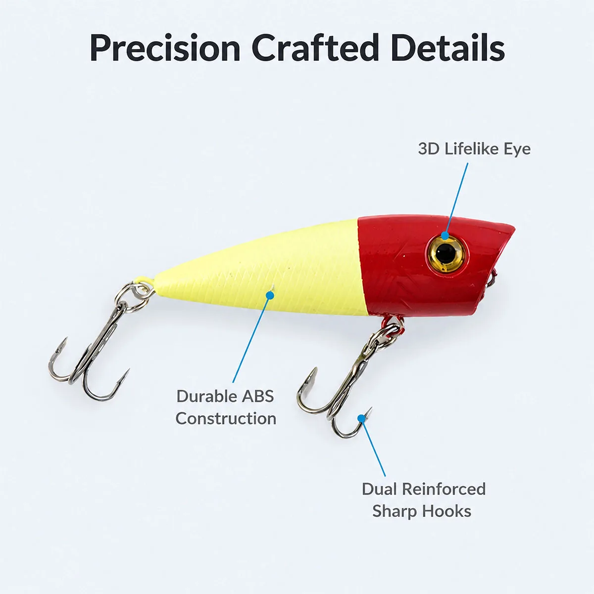 Fishing Lure, Floating Hard Bait With Built-in Steel Rattle Balls, 3D Realistic Fish Eyes, Simulated Fish Scales, Treble Hooks - 4
