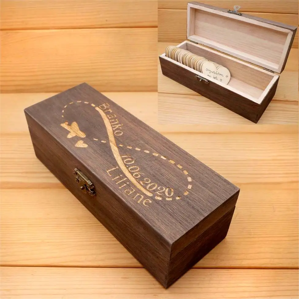 Libro Ospiti Matrimonio In Legno Con 100 Cuori – Cornice Acrilica, Supporto E Scatola Inclusi, Alternativa Creativa Per Nozze E Baby Shower