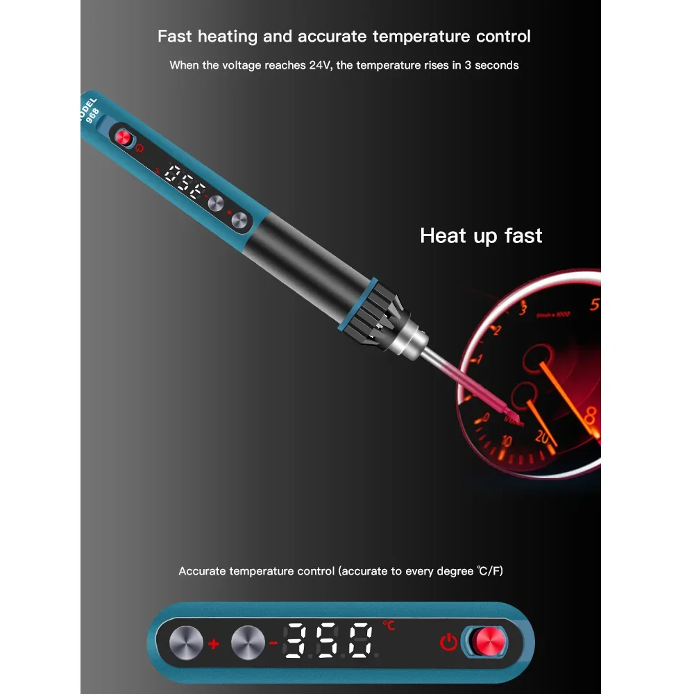 CXG 968 Mini Portable Soldering Iron Intelligent Adjustable Constant Temperature Sleep Function LED Display Portable Weld Tool 6