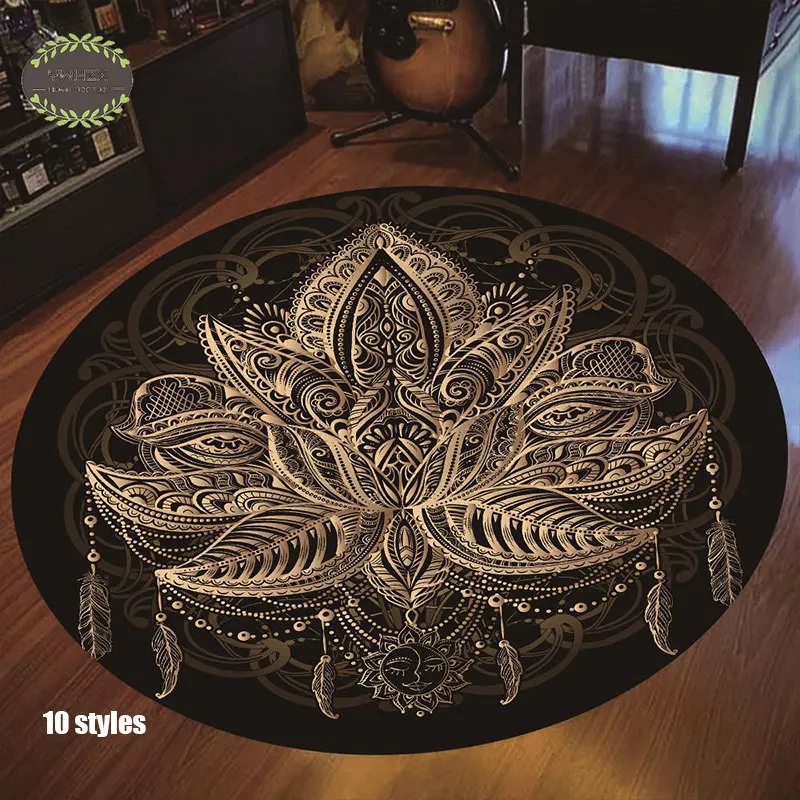 

Personality Round Retro Carpet Moon Lotus Flower Design Bedroom Living Room Bathroom Home Decor Mats Hallway Balcony Area Rugs