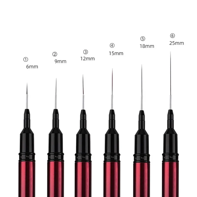 6/9/12/15/18/25mm Nail Art Liner Brushes Gel Nail Brush Gel Nail Polish Painting Brush Drawing Nail Art Design Brush Pen 5