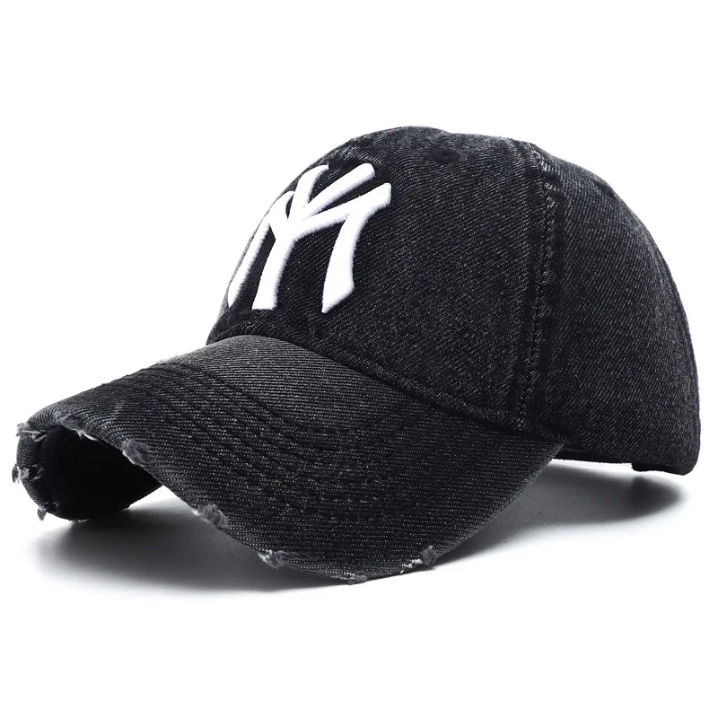 Baseball caps baseball cap MY embroidered washed denim baseball cap for men