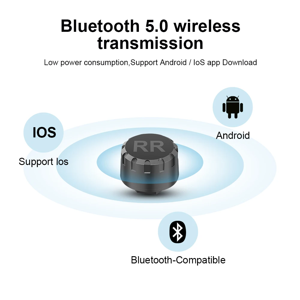 Capteur de Pression des Pneus de Moto TPMS Bluetooth Système de  Surveillance de La pression Des Pneus, 2 Capteurs Externes, 5 Types  D'alarme, Capteur