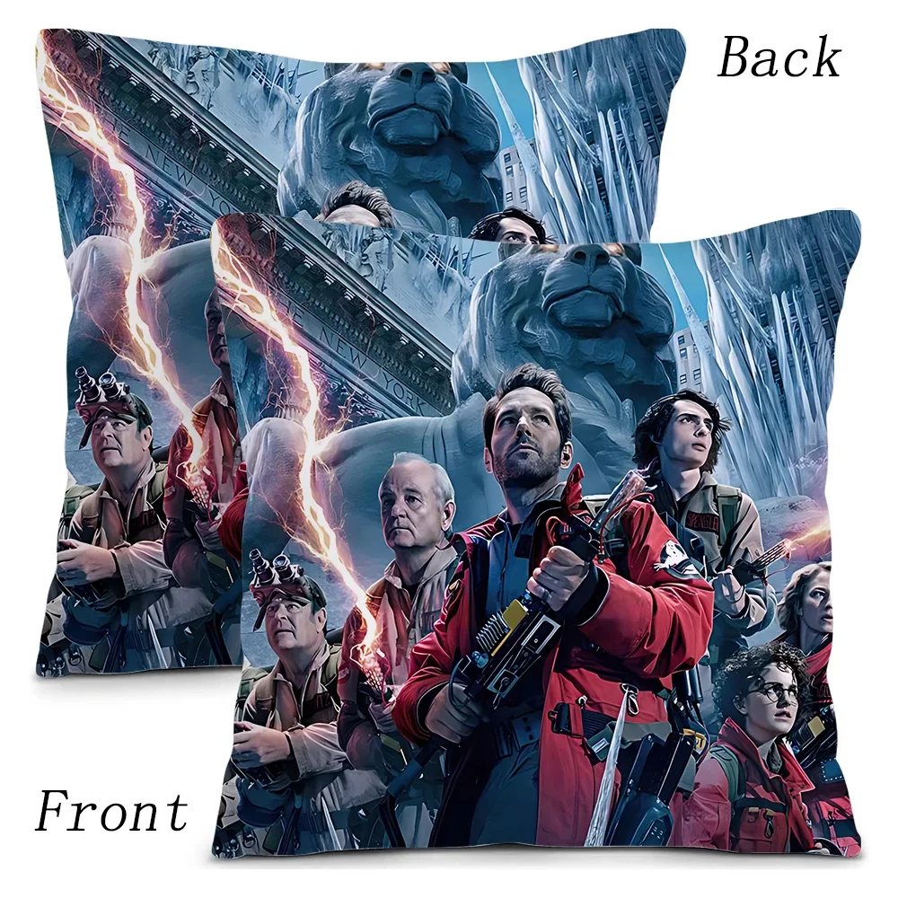 Movie Ghostbusters Pillow Covers Cartoon Sofa Decorative Home Double-sided Printing Short Plush Cute Cushion Cover