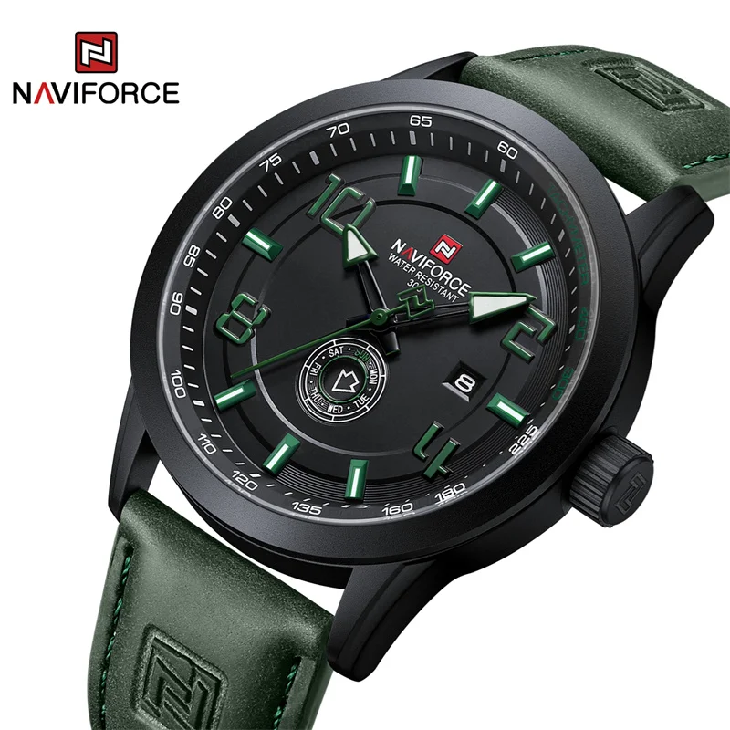 Naviforce Brand Original Luxury Classic Watches For Men Date Pu Strap Orologio Da Polso Al Quarzo Maschile Orologi Luminosi Di Alta Qualità 2024
