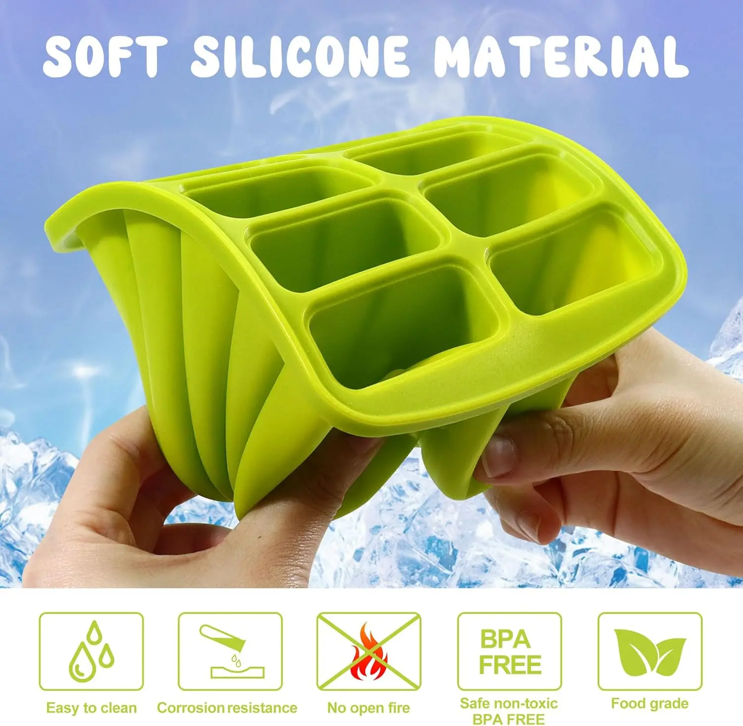 10 Cavity Popsicle Molds Silicone Ice Pop Molds with 50pcs Sticks Homemade Popsicle Ice Pop Maker Easy Release Ice Cream Molds