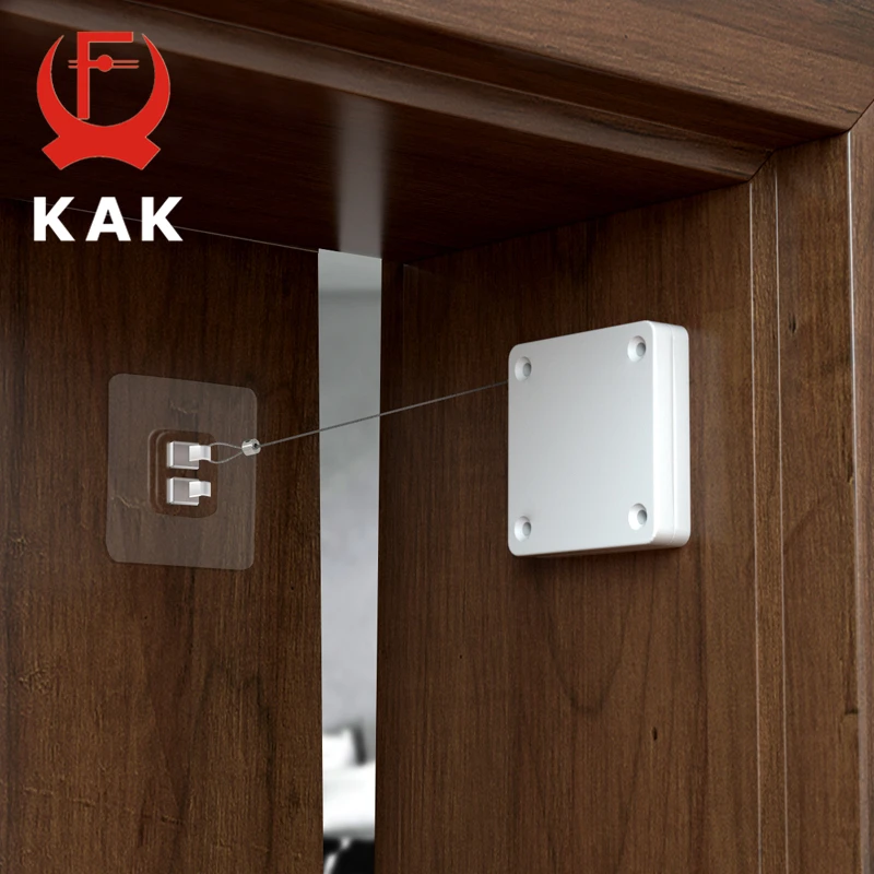 KAK Simple Door Closer Punchfree Sticker Automatic Door Closer Soft Closing Device Sliding Hardware 500-1000g Tension