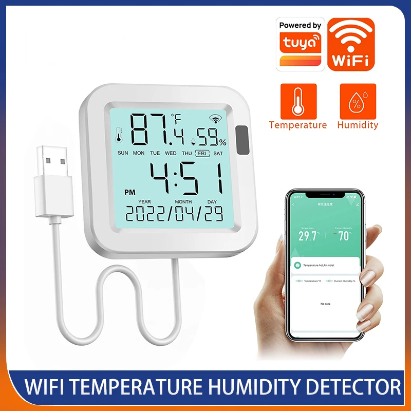 Tuya Smart Home WIFI Temperature and Humidity Detector Sensor Meter