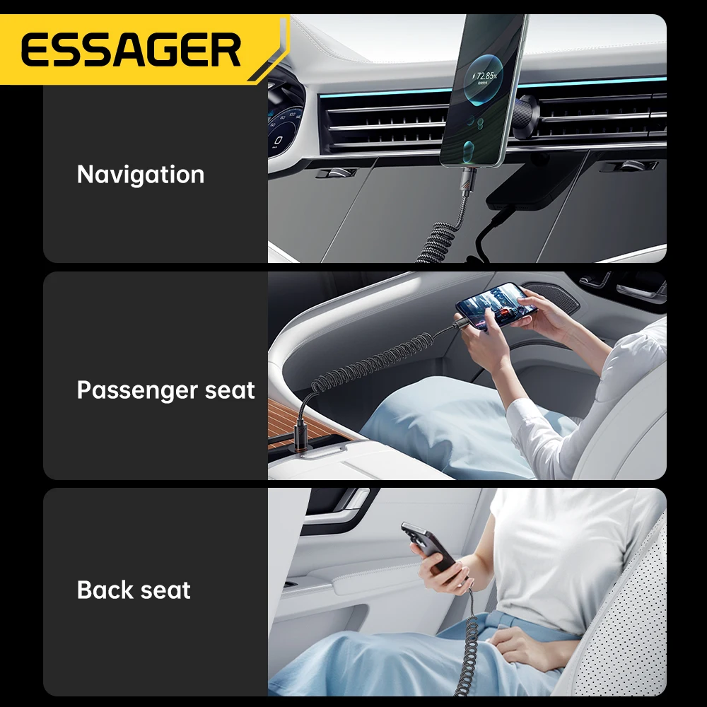 Essager Car Spring Type C Cable For iPhone 16 1514 thumbnail 6