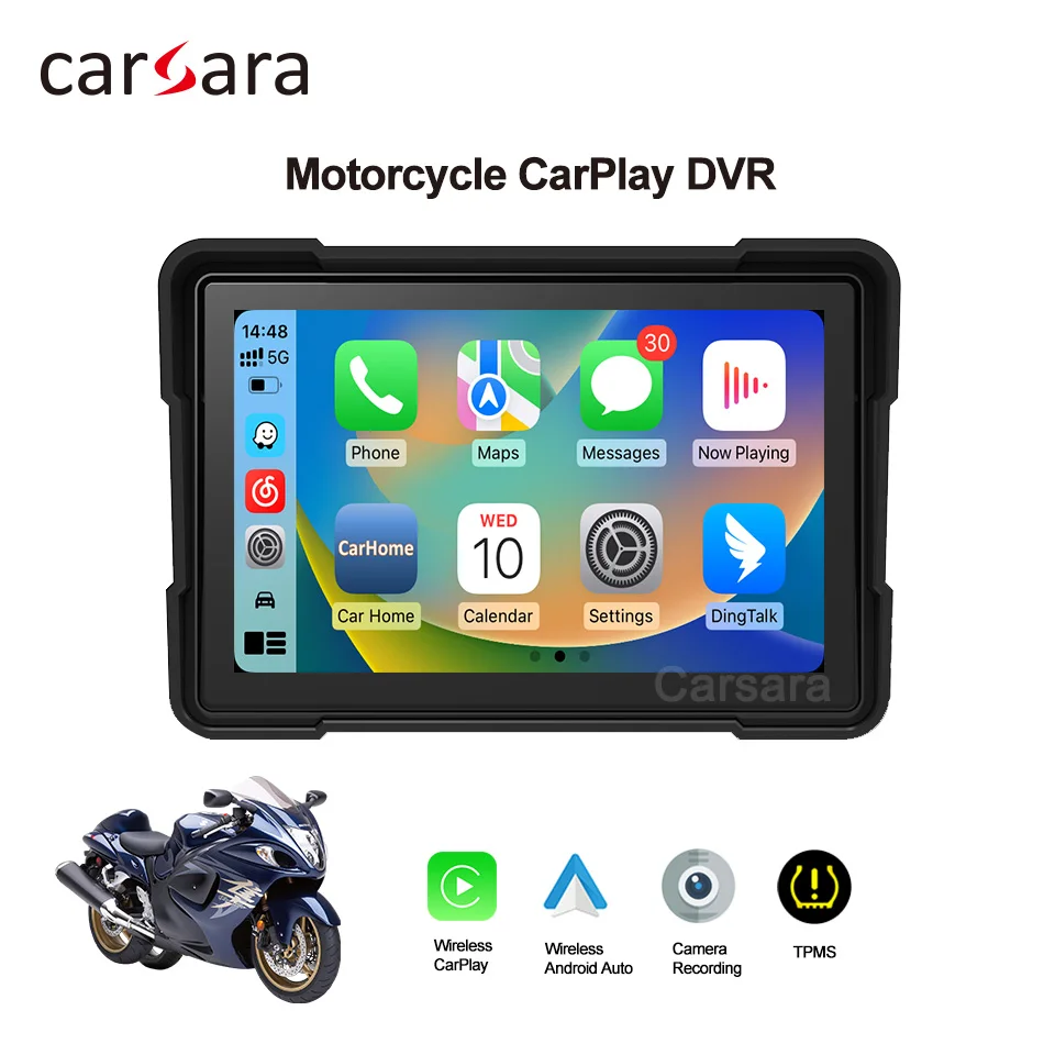 

Беспроводной экран для мотоцикла CarPlay для мотоцикла Android Авто дисплей DVR монитор Навигация карта музыкальный планшет с передней и задней камерой