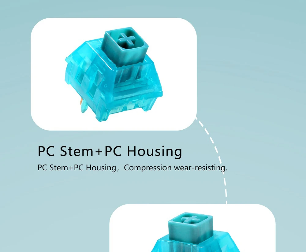 Mecânico, MX Stem, PC Clicky Azul Switches, como interruptor branco, 5Pin