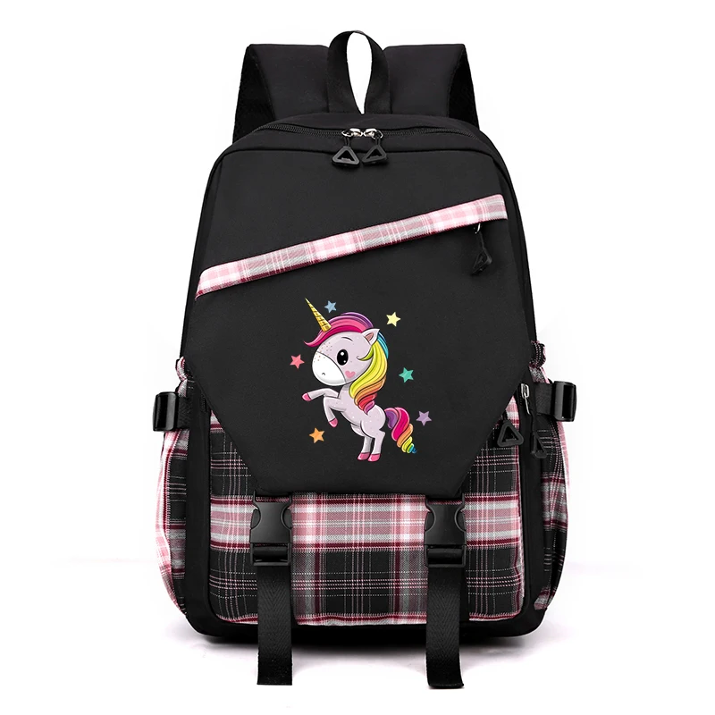 

Милый школьный рюкзак с мультипликационным единорогом для подростков, школьные ранцы, водонепроницаемые нейлоновые школьные сумки через плечо, дорожные сумки с аниме