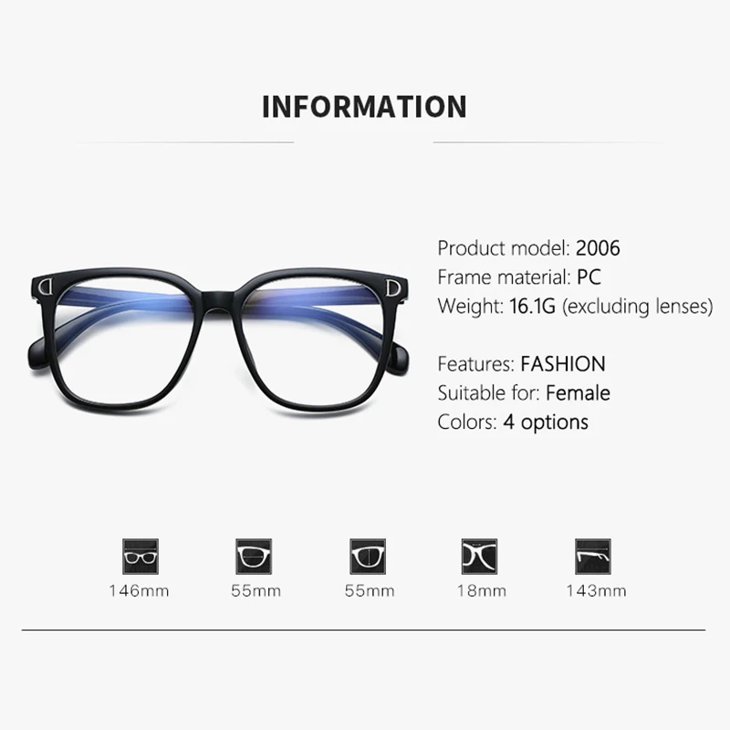 Anti-blue Light Glasses - Trendy D-shaped Street Style