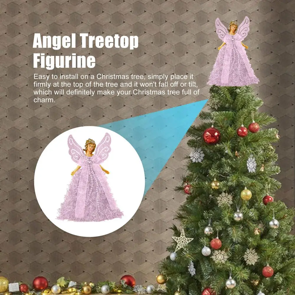 Description Picture 5 of itemTreetop Princess Figurine With Wings Elegant 8in Christmas Tree Decor Party Favors For Home Ornament For Christmas Tree Topper