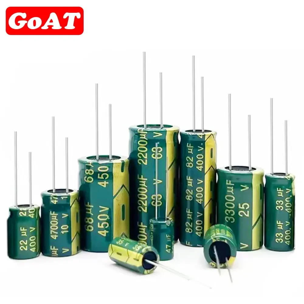 Capacitor eletrolítico de alumínio, 6.3V, 10V, 16V, 25V, 63V, 100V, 400V, alta freqüência, baixo ESR, 47UF, 330UF, 470UF, 1000UF, 2200UF, 20%, 2-100 PCes