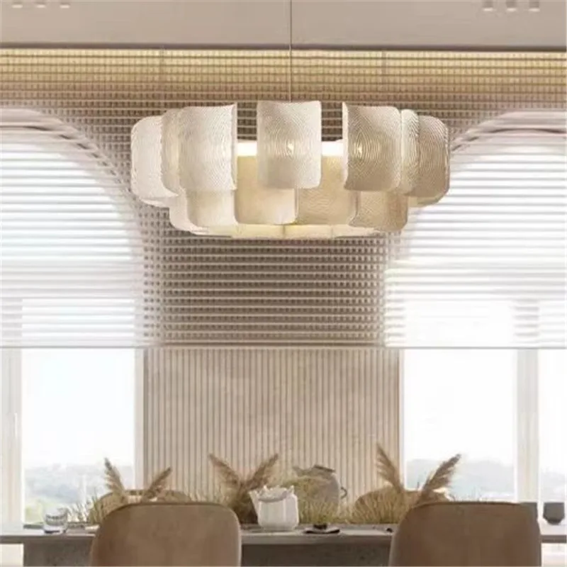 Soggiorno creativo Grande lampadario Minimalista Wabi Sabi Lampadario a LED per Villa Camera da letto Casa Lampada a sospensione nella hall bianca nordica - immagine 6