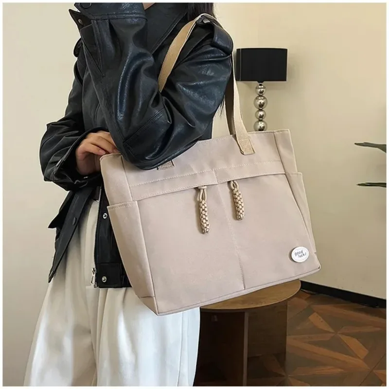 Oxford Single Handbag Shoulder Bag, Multi Zipper Pocket, Campus Student Tote School Bag, Casual Shopping Travel Work Women's Bag 2