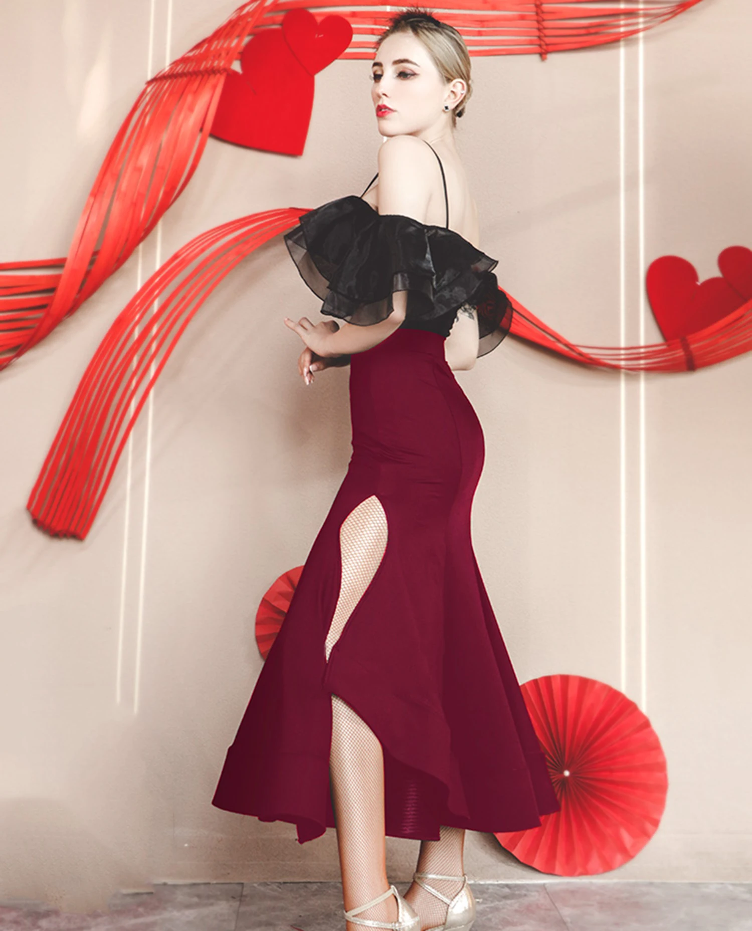 Women Dance Skirt Ballroom Skirt for Women Waltz Dance Wear Stage Skirts