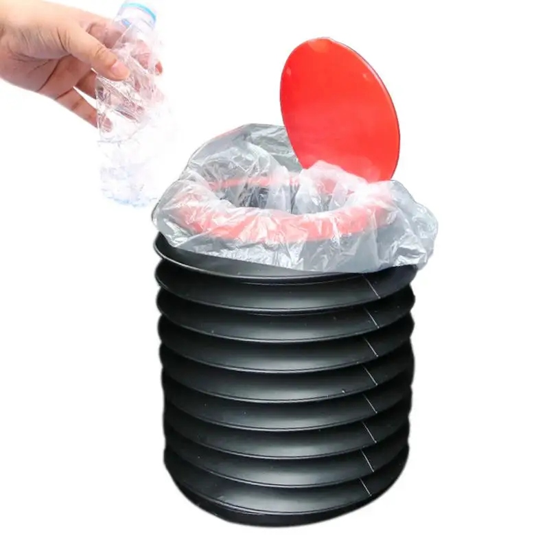 

Folding Trash Bin For Cars 4L Retractable Folding Car Trash Bin With Lid Garbage Dust Case Water Storage Buckets For Camping