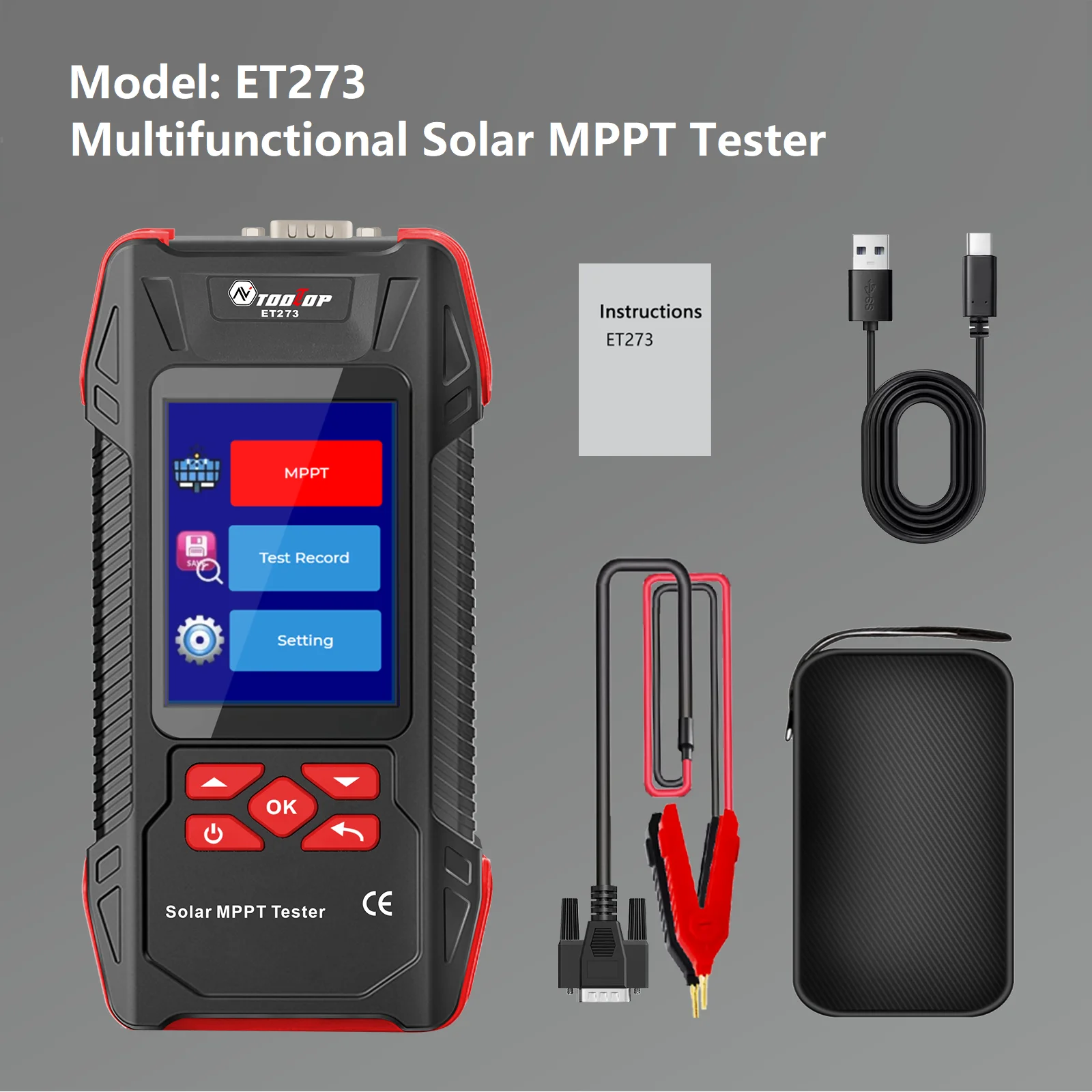 2000W Solar Panel Tester 3.2Inch MPPT Curves Photovoltaic Multimeter Pmax Voc Ls