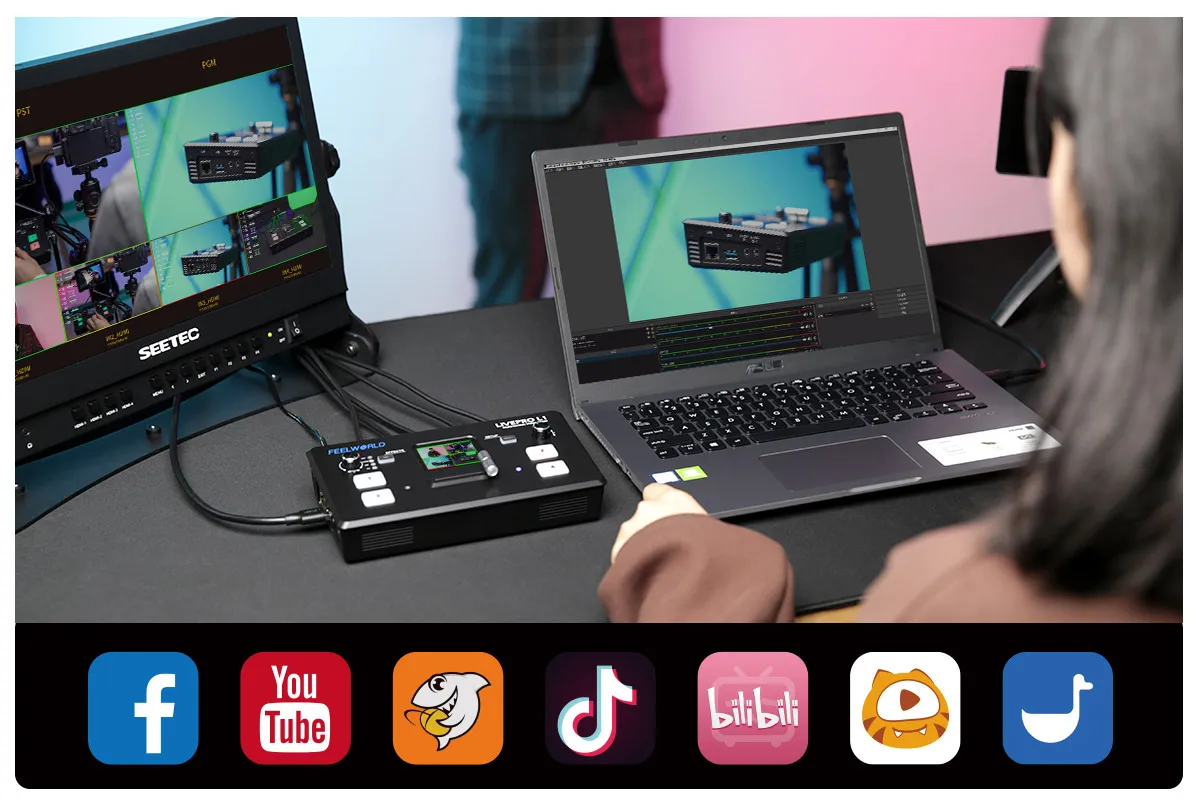 멀티 카메라 비디오 믹서 스위처, LCD 스크린, 4 HDMI 입력, USB 3.0 라이브 스트림, L1 V1