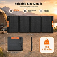 Panneau solaire pliable de 200W, portable, imperméable, monocristallin, chargeur solaire pour générateur solaire, camping-car, alimentation hors réseau en extérieur. 2