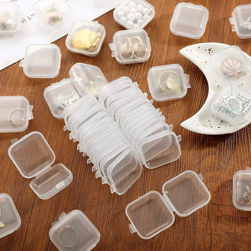 Desktop Storage Box Portable Clear Mini Plastic Containers Transparent Storage Box for Items Crafts Medicine Dust Plug Earplug Jewelry Package Case
