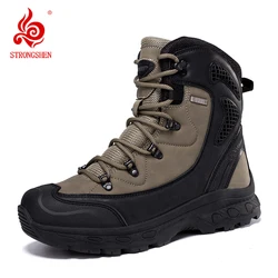 STRONGSHEN Men Tactical Boots Army Boots Mens Military Force Desert Waterproof Work Safety Shoes Climbing Hiking Shoes Plus Size