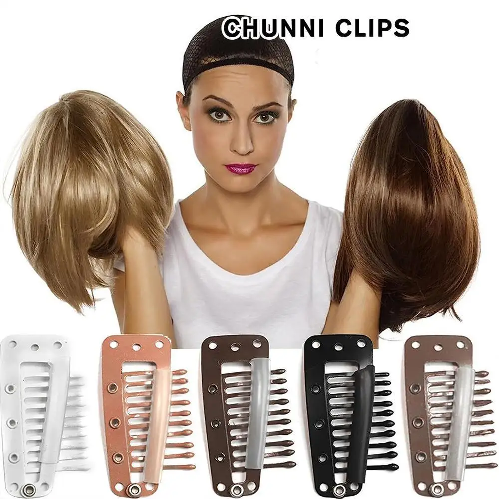 5pcs Chunni Dupatta Clips With Safety Pin10-Teeth Strong Grip Hair Clip Duppatta Hack Hijab Tikka Setting Grip Clips chunni clips with safety pins 10pcs 6 tooth chunni dupatta clip safety pins wig clips to secure wig no sew hair clips for