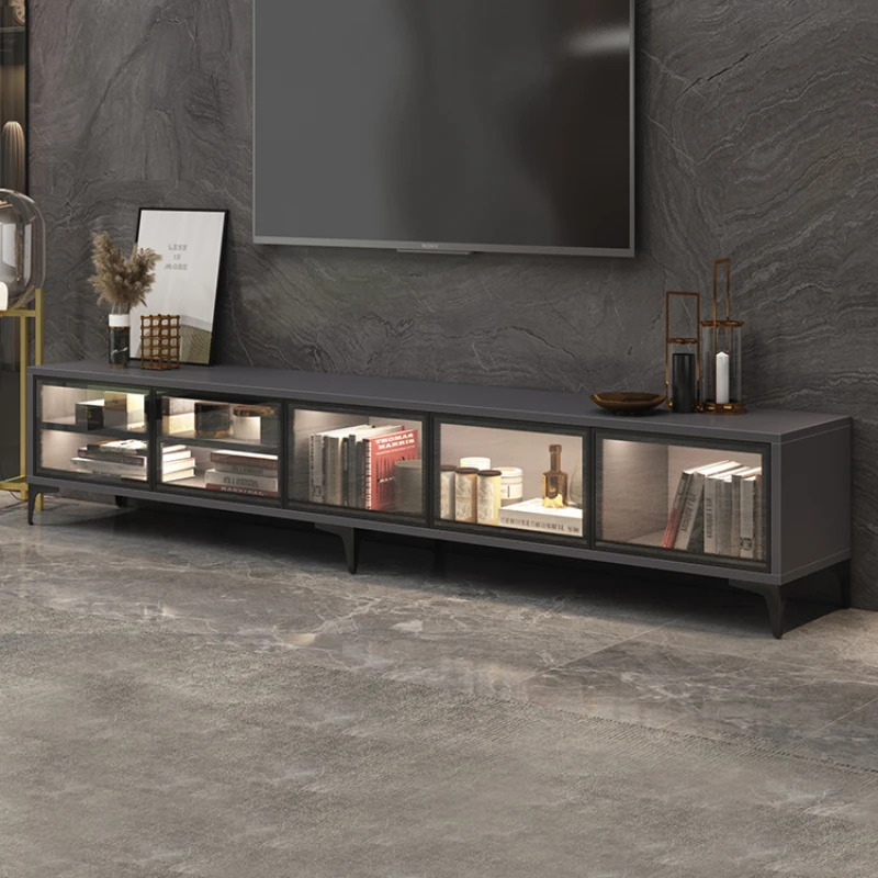 Tavolo Tv Nero Di Lusso Ornamenti Semplici Display Moderno Porta Tv Europeo Divisori In Vetro Fernseher Schrank Furniture