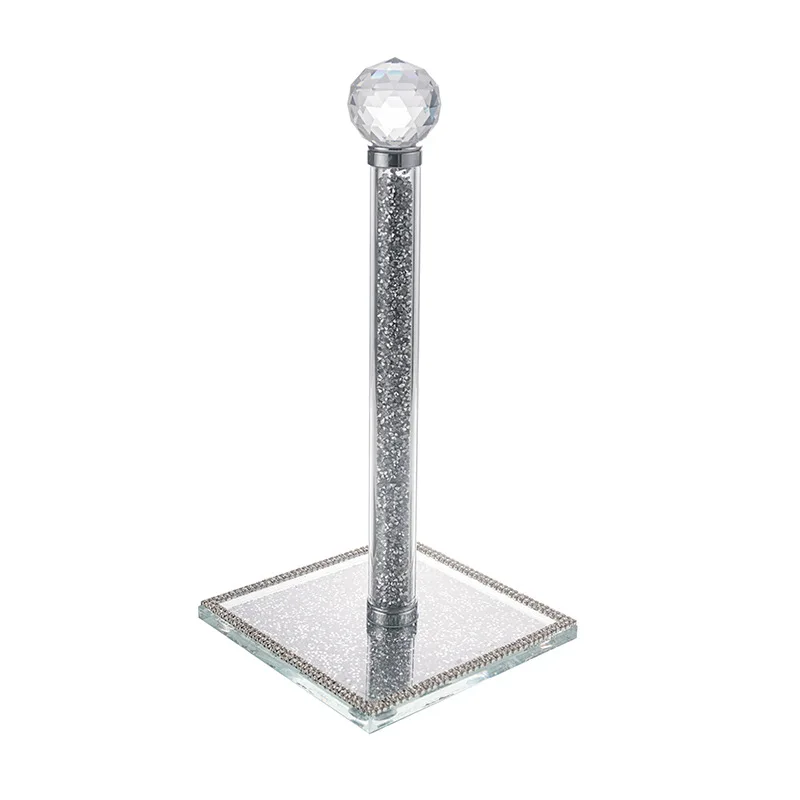 Paper Towel Holders, Crystal Glass Kitchen Tissue Holder Stand, Crushed  Diamond Roll Holder, Countertop Crystal Glass Paper Towel Stand, Standup  Kitchen Bathroom Paper Towel Holder With Cube Base, Golden, Home Supplies 