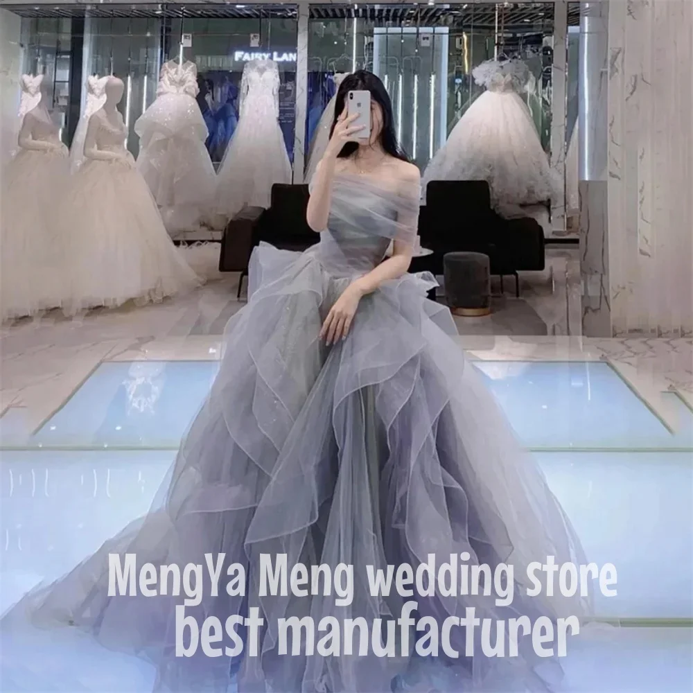 ZHUISHU Korea Special Occasion Dresses Tiered Layer A Line Formal Gown Off the Shoulder Long Evening Dress vestidos de fiesta 1