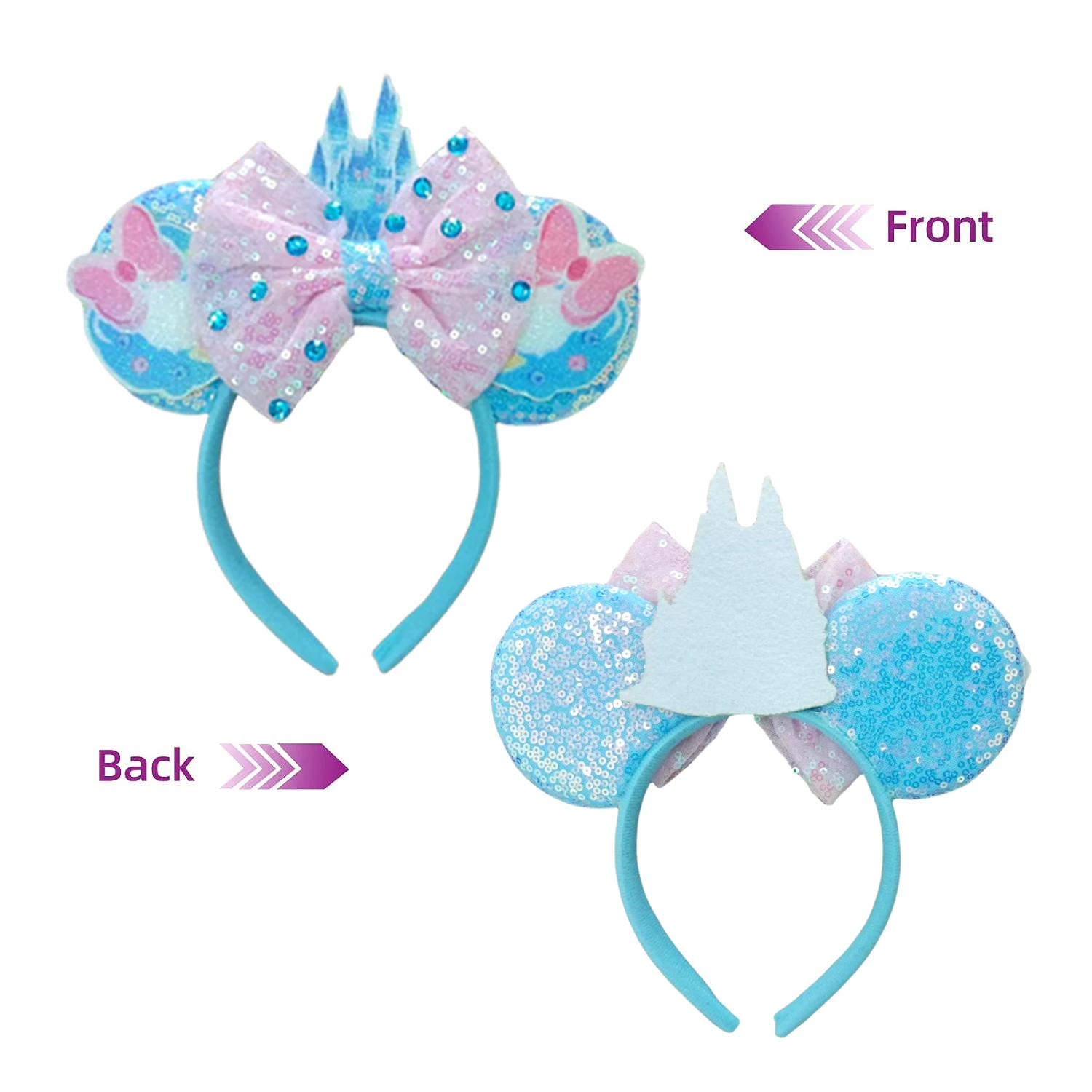 New Mickey Mouse Ears Headbands Women Kids Party Hair Accessories Lilo Stitch Headband for Girls Kids Sequins Bow Hairbands 6
